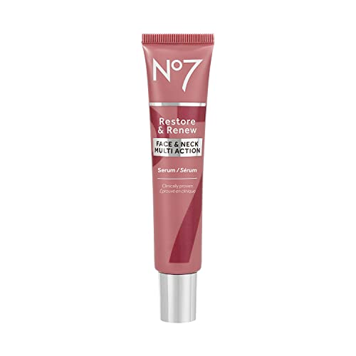 No7 Restore & Renew Face & Neck Multi Action Serum - Anti-Aging Retinol Serum for Deep Wrinkle Repair - Collagen Serum Formulated with a Hydrating Blend of Hibiscus Peptides & Hyaluronic Acid (30ml)