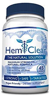 HemClear for Hemorrhoids - Vegan, 100% Natural Formula for Hemorrhoid Relief & Vascular Health - Maximum Strength 1 Bottle