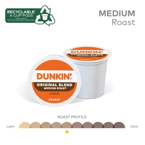 Dunkin' Original Blend Coffee Medium Roast, Keurig K-Cup Pods Bundle with coffee stencils, Single-Serve Keurig K-Cup Pods,1 box 24 count (ct) pods + Bonus coffee stencils latte art