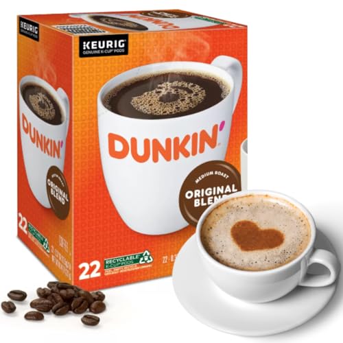 Dunkin' Original Blend Coffee Medium Roast, Keurig K-Cup Pods Bundle with coffee stencils, Single-Serve Keurig K-Cup Pods,1 box 24 count (ct) pods + Bonus coffee stencils latte art