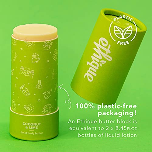 Ethique Nourishing Coconut & Lime Butter Block - Moisturizing Tube - Plastic-Free, Vegan, Cruelty-Free, Eco-Friendly, 3.53 oz (Pack of 1)