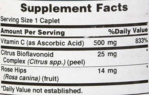 Puritan's Pride Vitamin C-500 Mg With Bioflavonoids & Rose Hips Taplets, 100 Count