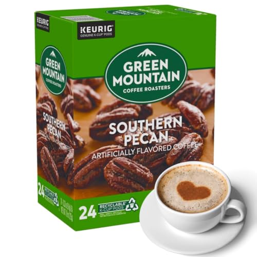 Southern Pecan Single-Serve K-Cup pods, Light Roast Coffee Bundle with coffee stencils, Single-Serve Keurig K-Cup Pods, 1 box 24 count (ct) pods + Bonus coffee stencils latte art