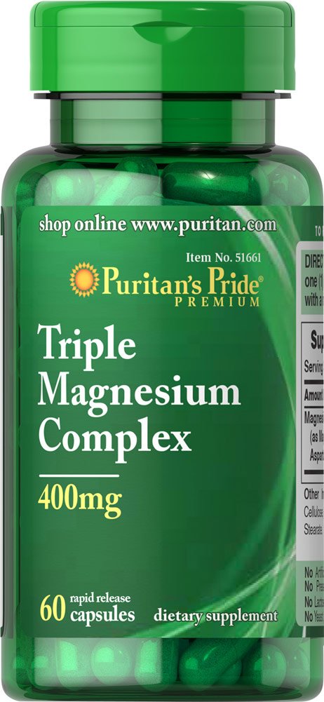 Puritan's Pride Triple Magnesium Complex 400 Mg Rapid Release Capsules, 60 Count